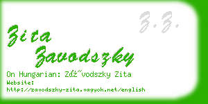 zita zavodszky business card